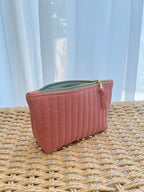 Gingham Medium Utility Pouch - Peach Sorbet