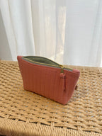 Gingham Medium Utility Pouch - Peach Sorbet