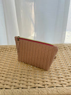 Gingham Medium Utility Pouch - Caramel Latte