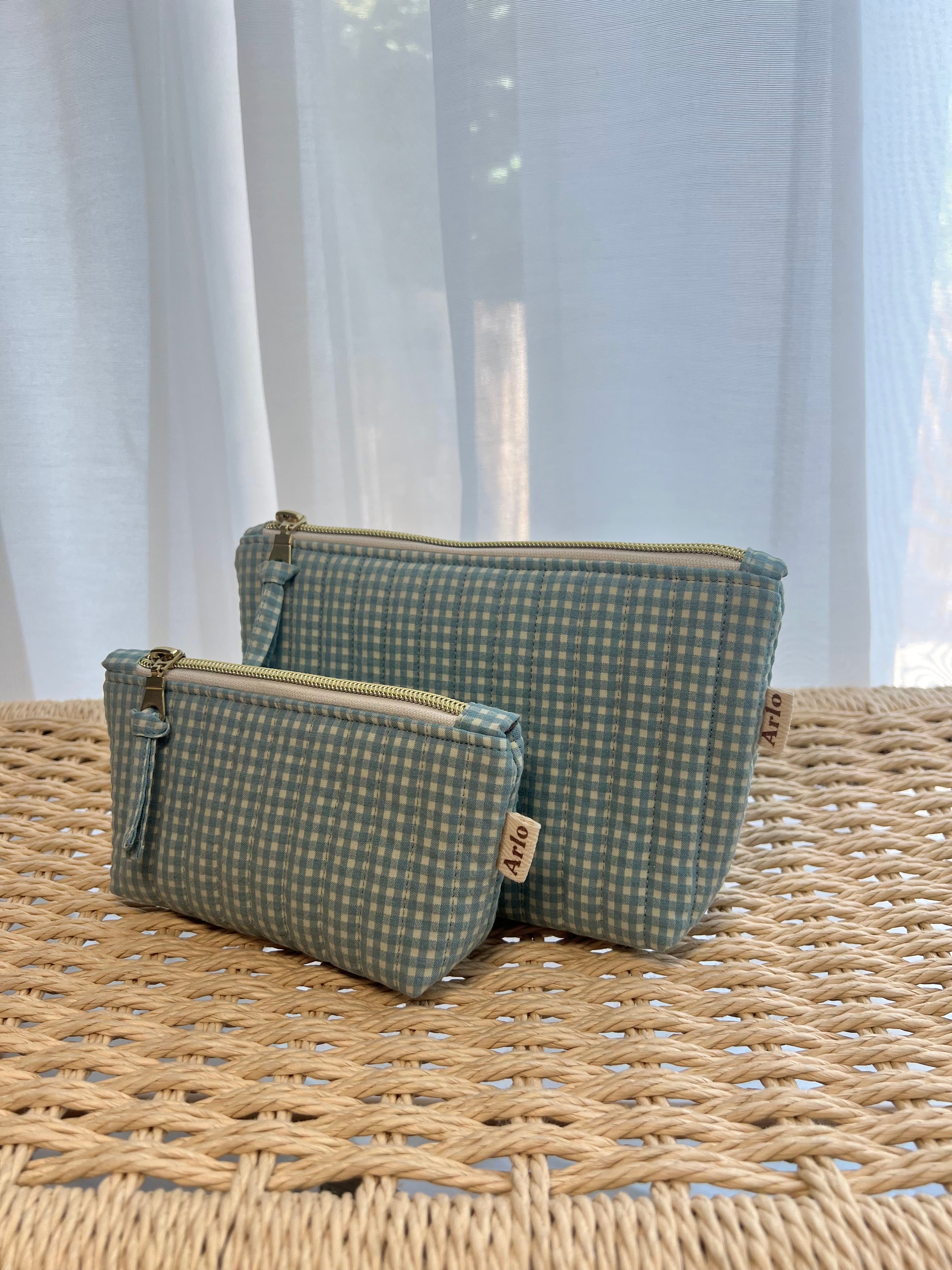Gingham Medium Utility Pouch - Blueberry Pie