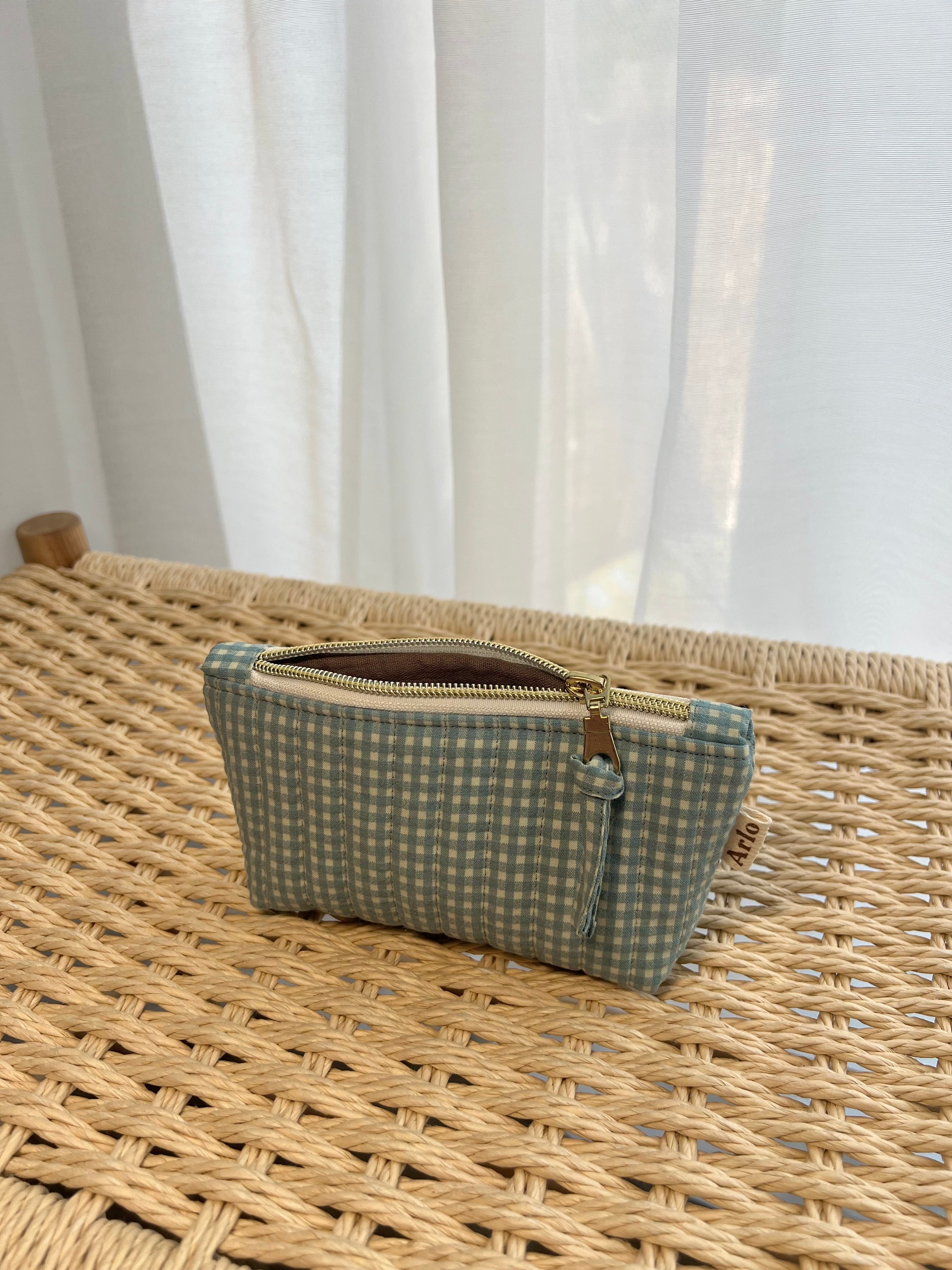 Gingham Mini Utility Pouch - Blueberry Pie