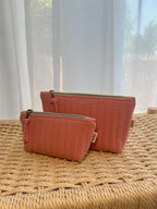 Gingham Mini Utility Pouch - Peach Sorbet