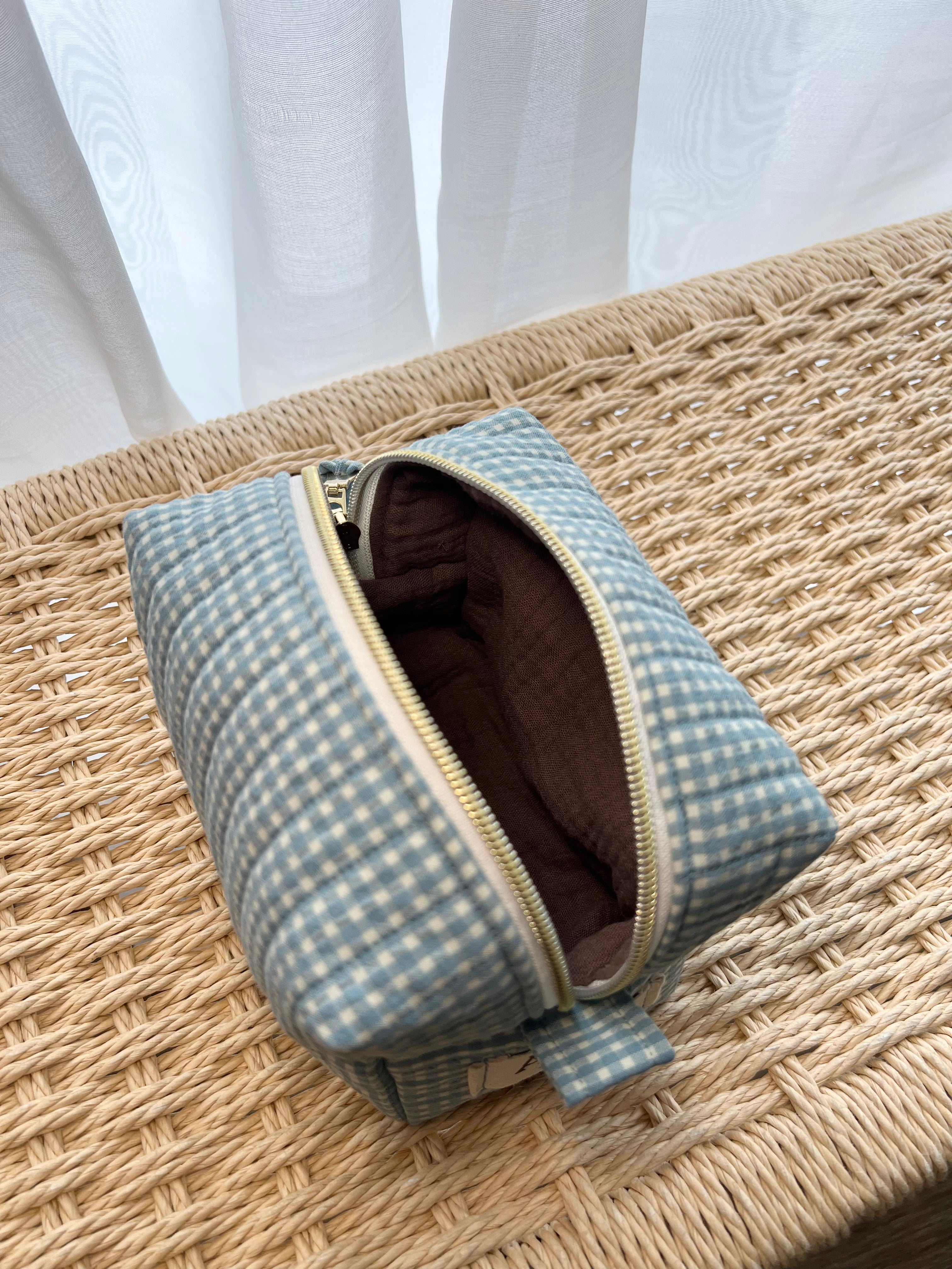Gingham Mini Essentials Pouch - Blueberry Pie