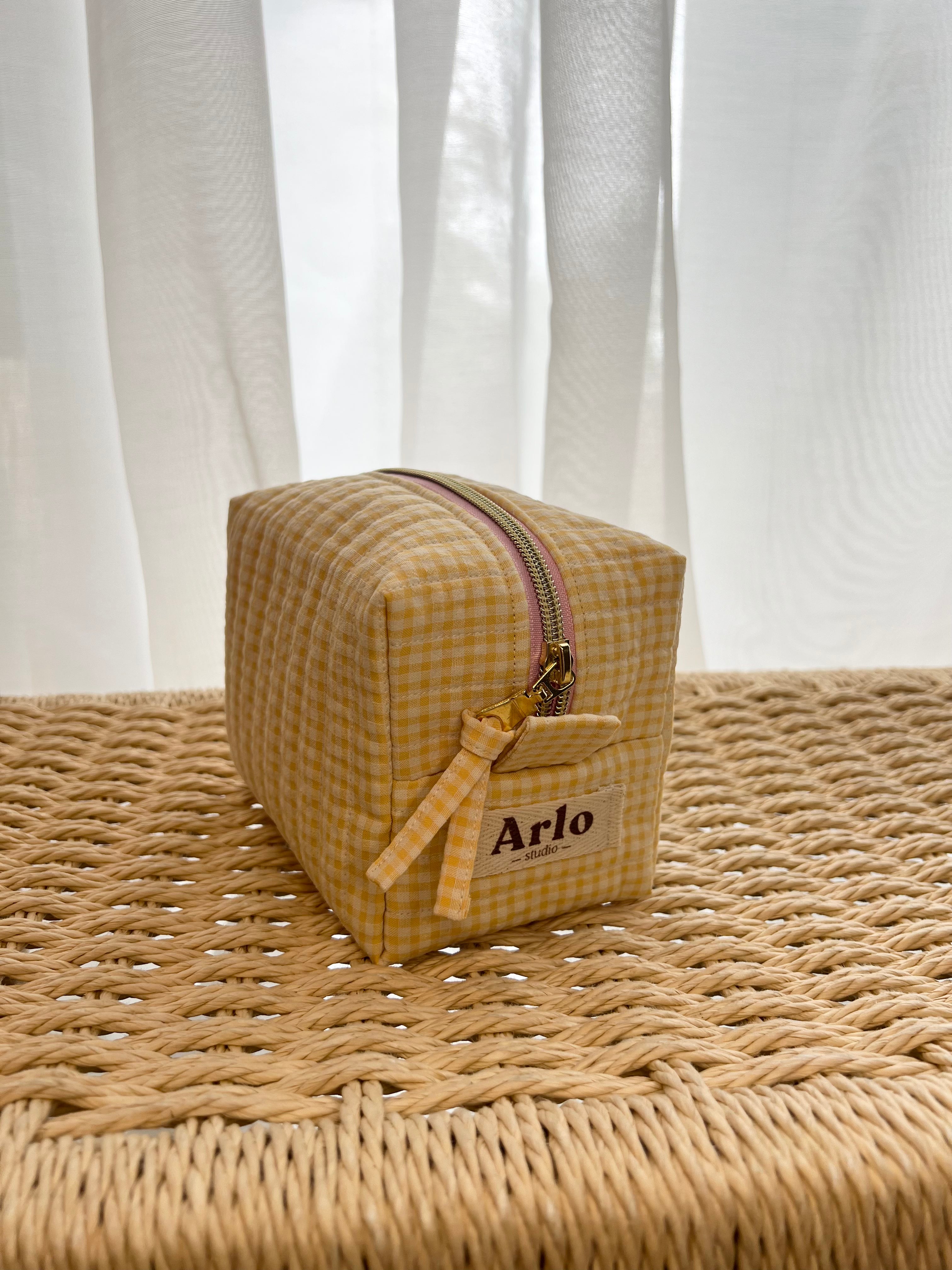 Gingham Mini Essentials Pouch - Raspberry Lemonade
