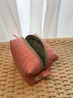 Gingham Mini Essentials Pouch - Peach Sorbet
