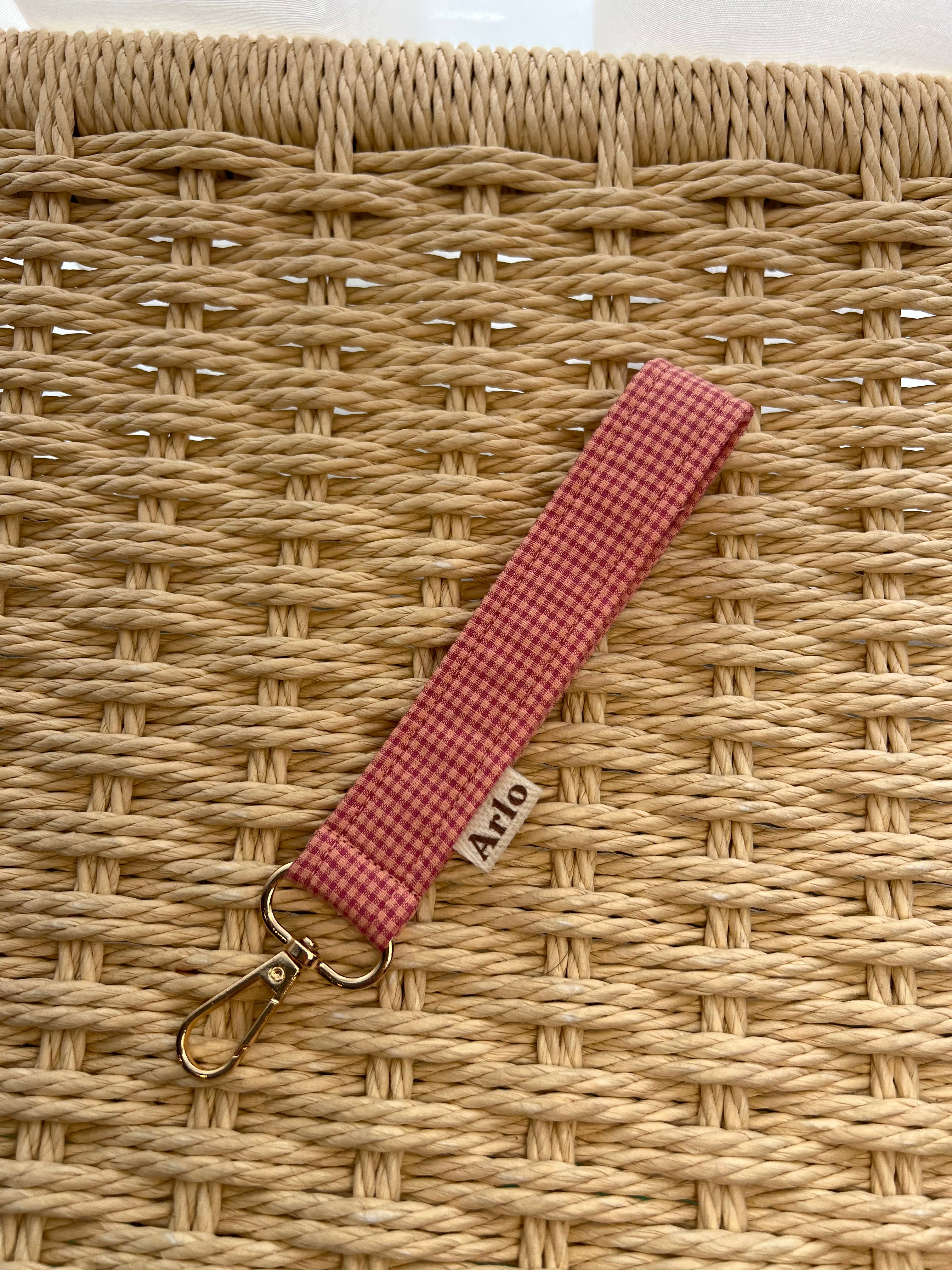Gingham Essentials Key Fob - Peach Sorbet
