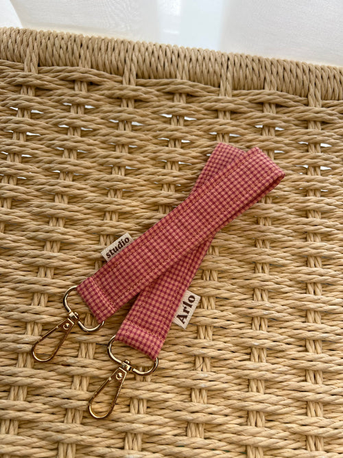 Gingham Essentials Key Fob - Peach Sorbet