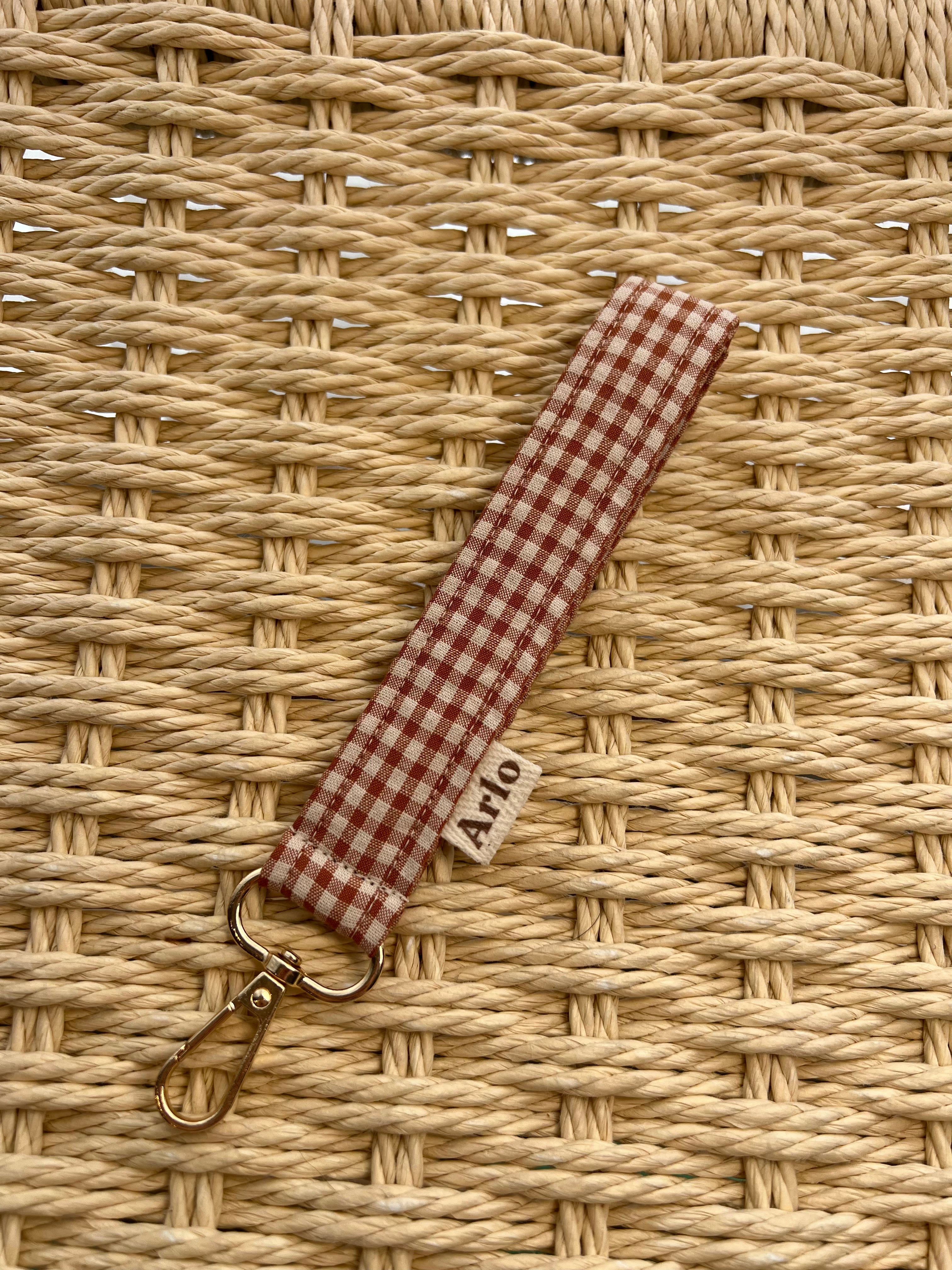 Gingham Essentials Key Fob - Caramel Latte