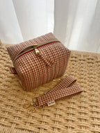 Gingham Essentials Key Fob - Caramel Latte