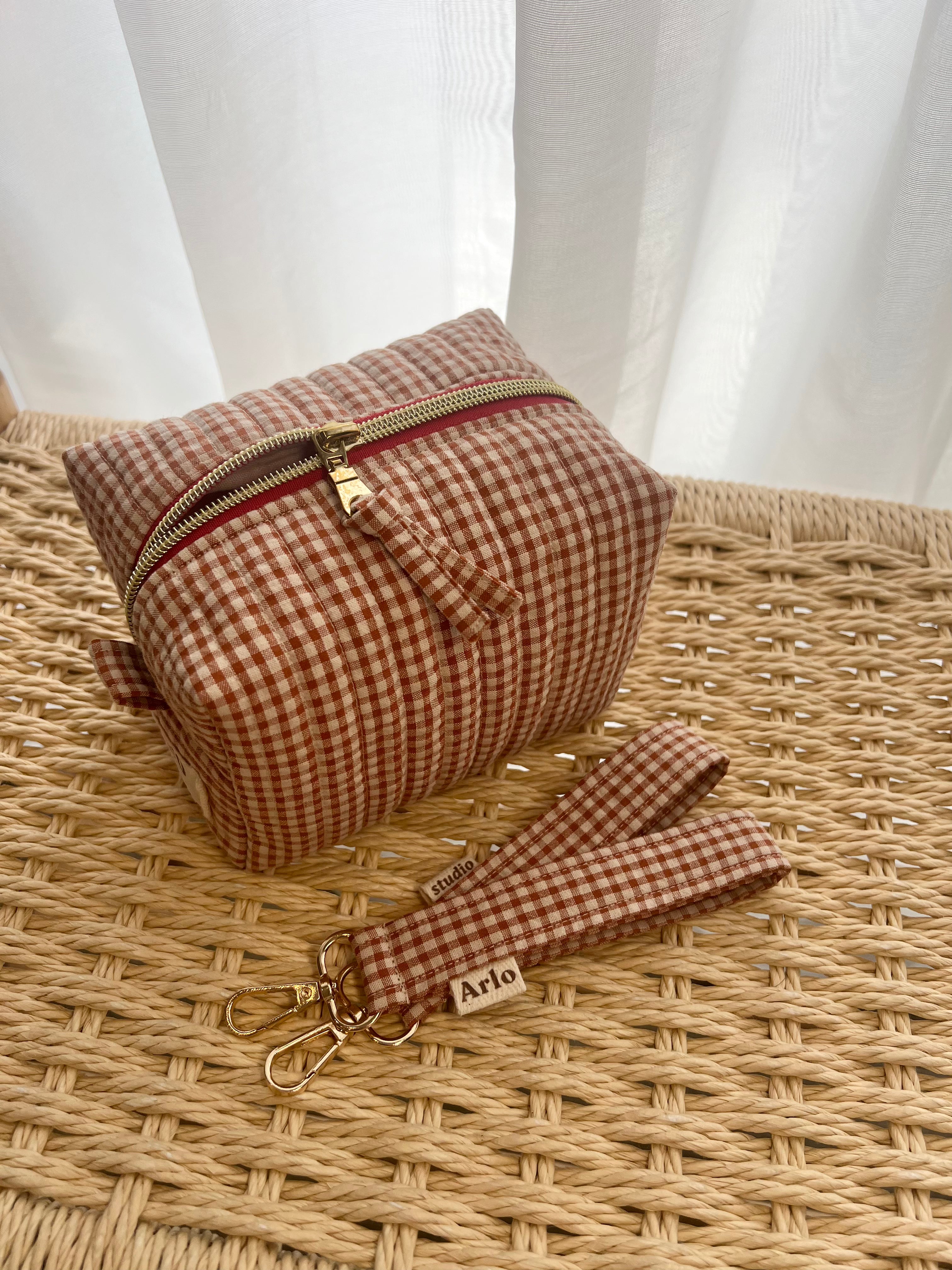 Gingham Essentials Key Fob - Caramel Latte
