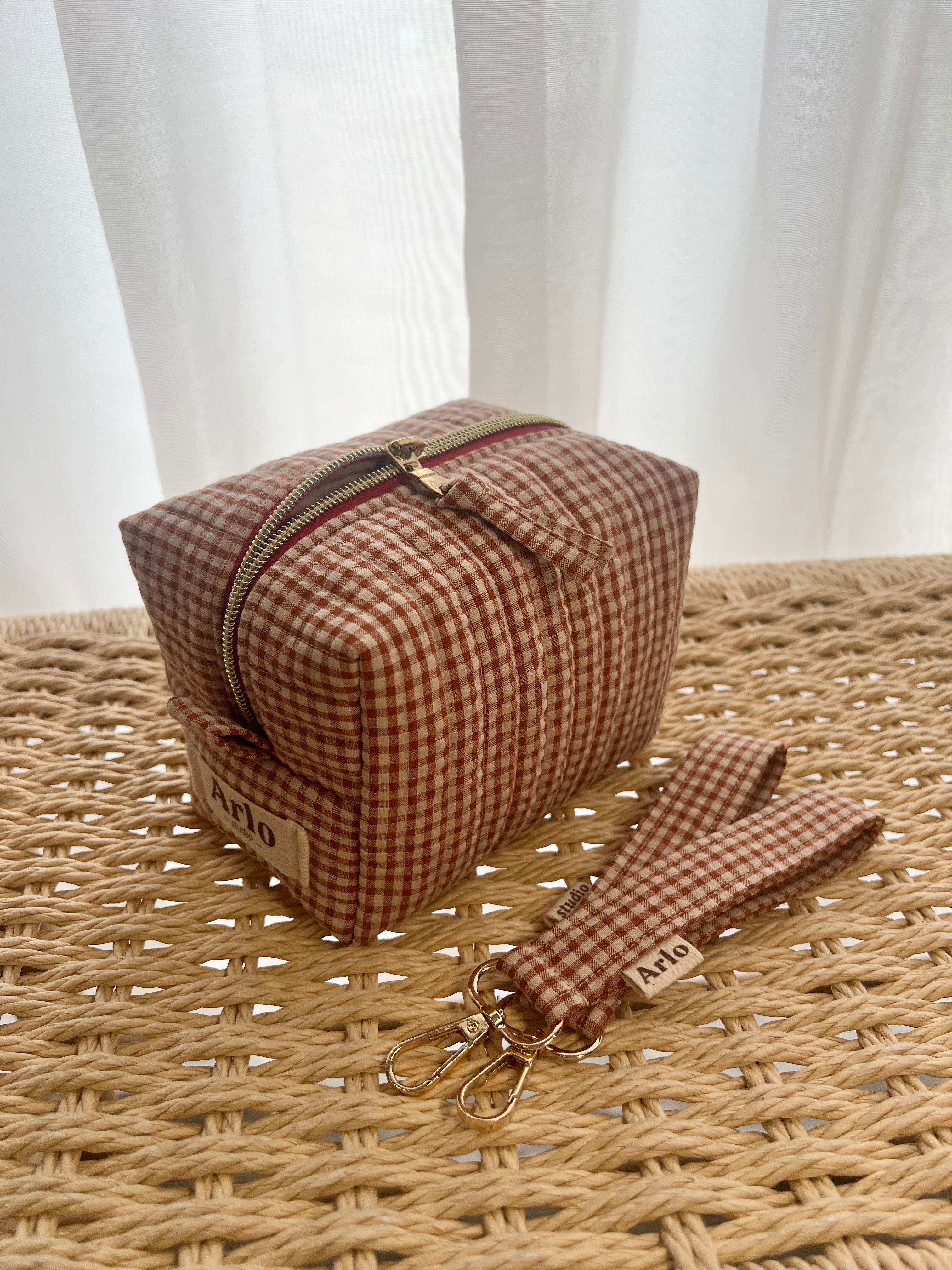 Gingham Essentials Key Fob - Caramel Latte